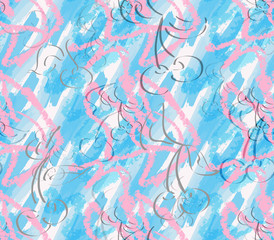 Rough sketched cherry with pastel scribbles