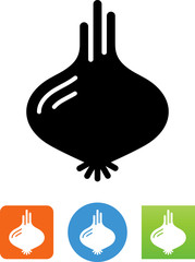 Onion With Shoots Icon - Illustration