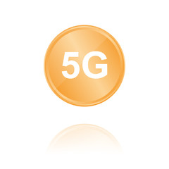5G Bronze Münze mit Reflektion
