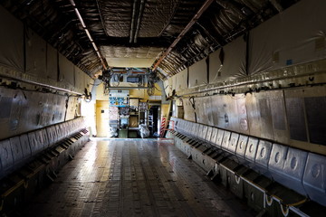 Inside the cargo bay of the aircraft IL-76