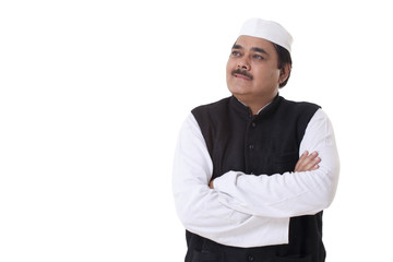 Smiling politician contemplating 