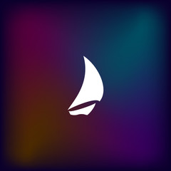 Sailing logo, yacht on waves vector icon