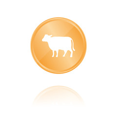 Kuh Bronze Münze mit Reflektion