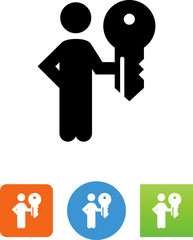 Person Holding A Key Icon - Illustration