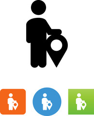 Person Standing With A Pin Icon - Illustration