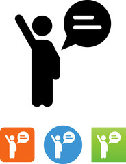 Person Talking With Hand Up Icon - Illustration