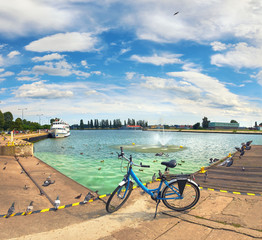Panoramic view from promenade in Swinoujscie, Poland