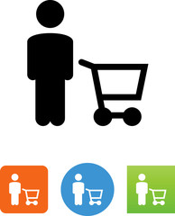 Person With Cart Icon - Illustration