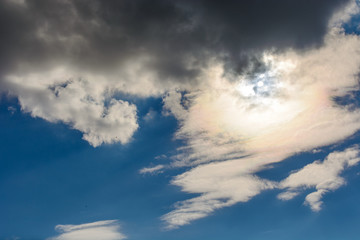 Fototapeta premium The sun was hidden by clouds in the blue sky