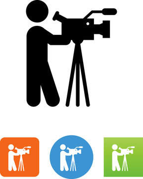 Person With A Professional Video Camera Icon - Illustration