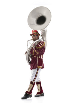 Bandmaster playing a sousaphone