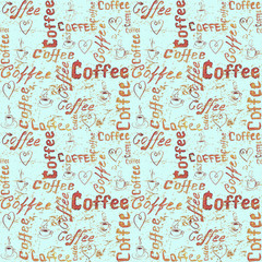 Seamless sketch coffee pattern