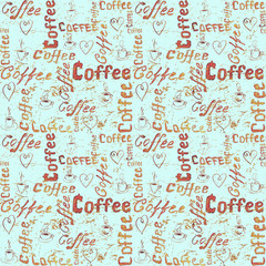 Seamless sketch coffee pattern