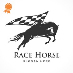 Race horse Illustration Logo Vector silhouette