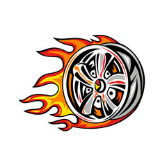 Flaming Wheel Rim on Fire © Redwater Vectors