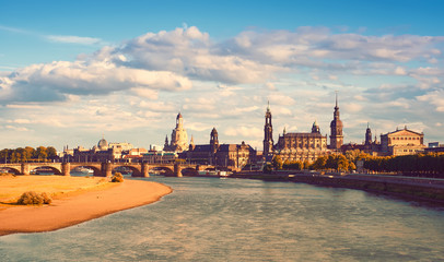 Panorama of Dresden Old Town in Fall