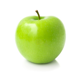 Green apple on white background, fruit healthy concept