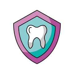 shield with Human tooth isolated icon vector illustration design