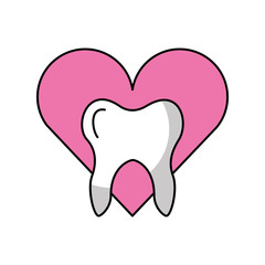 heart with Human tooth isolated icon vector illustration design