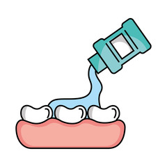 tooth care with mouthwash vector illustration design