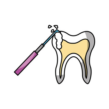 Human tooth with dental drill vector illustration design