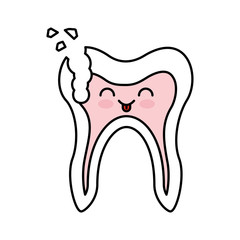 Human tooth with decay kawaii character vector illustration design
