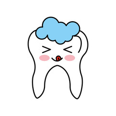 Human tooth with toothpaste kawaii character vector illustration design