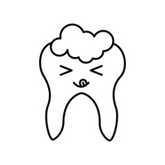 Human tooth with toothpaste kawaii character vector illustration design