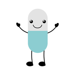 capsule drug kawaii character vector illustration design