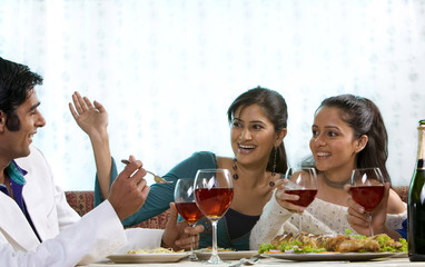 Friends enjoying a meal 