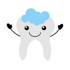 Human tooth with toothpaste kawaii character vector illustration design