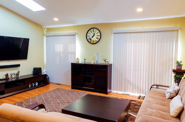 Interior of a living room with kitchen zone in  villa