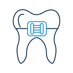 Human tooth with bracket vector illustration design