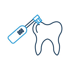 Human tooth with toothbrush electric vector illustration design