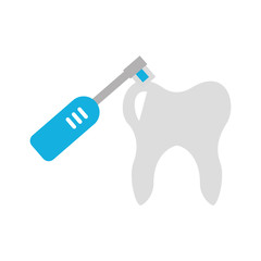 Human tooth with toothbrush electric vector illustration design