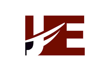 JE Red Negative Space Square Swoosh Letter Logo