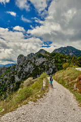 Fototapeta na wymiar Beautiful landscape. View of Lake Garda from tremalzo pass ,Italy. Popular destinations for travel in Europe. Italian Dolomites-panoramic views from the Tremalzo mountains