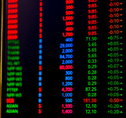 Stock market chart and Stock market data on LED display concept