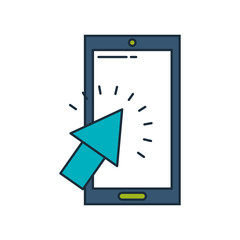 smartphone device with arrow pointer vector illustration design