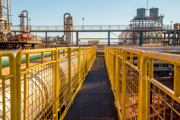 handrail industrial yellow fence metallic
