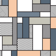 Memphis geometric cubism seamless pattern 