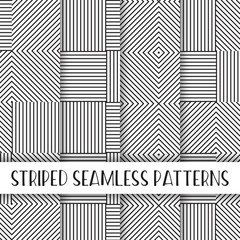 Memphis collection, black and white striped seamless pattern pack 