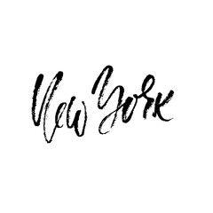 New York lettering. Hand drawn modern dry brush calligraphy. Isolated vector illustration.