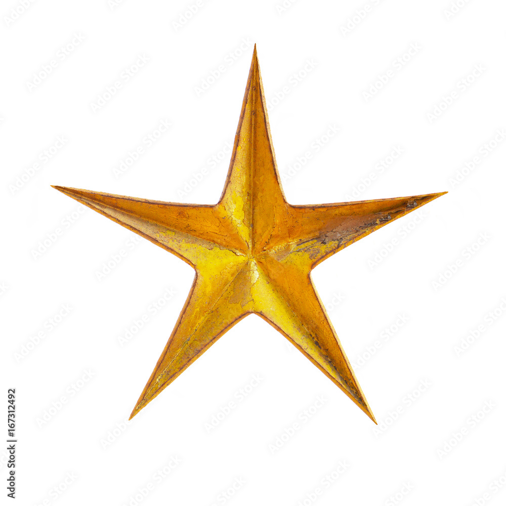 Wall mural gold star isolated on white background