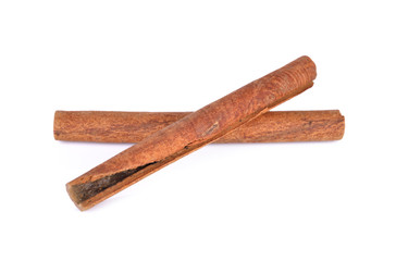 dried cinnamon stick on white background
