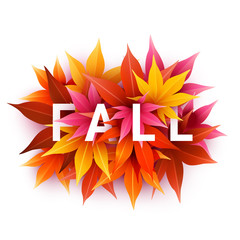 Fall sale. Realistic autumn maple leaves with text. Momiji. Vector illustration isolated on white.