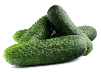 Fresh cucumbers isolated on white
