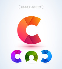 Abstract letter C, N, D logo template. Material design style