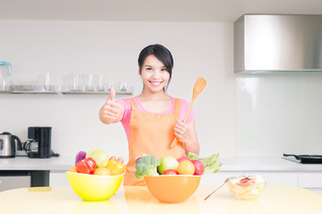 beauty housewife in kitchen
