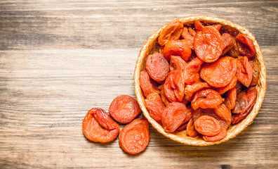 Dried apricots in a bowl.